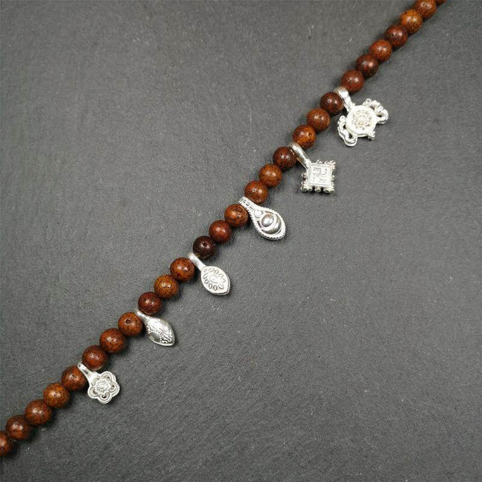 Silver Bead Counter Clips - Tibetan Buddhist art, front view