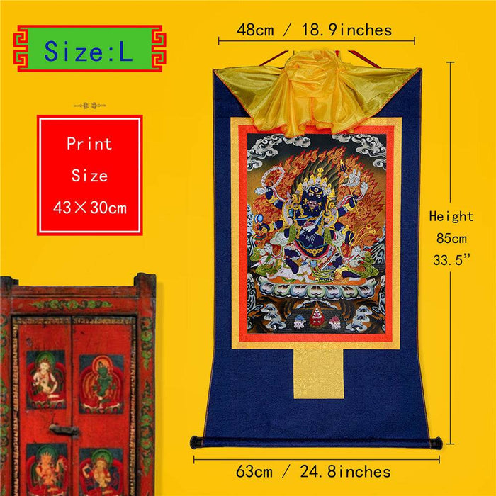 ནག་པོ་ཆེན་པོ། Six Armed Mahakala - Tibetan thangka painting, view 4