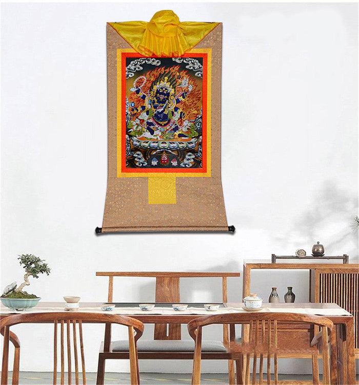 ནག་པོ་ཆེན་པོ། Six Armed Mahakala - Tibetan thangka painting, view 7