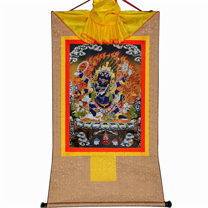 ནག་པོ་ཆེན་པོ། Six Armed Mahakala - Tibetan thangka painting, view 8