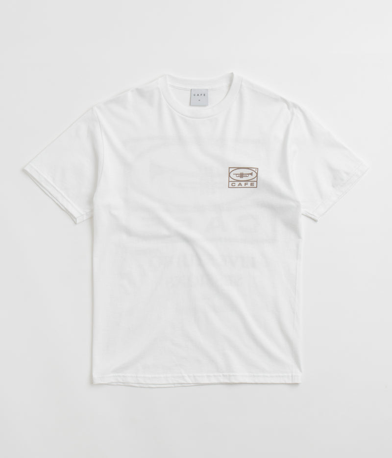 Skateboard Cafe 45 T-Shirt in White and Coffee