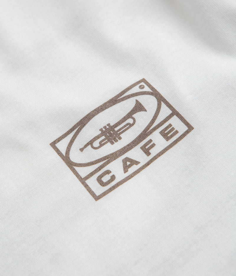 Skateboard Cafe 45 T-Shirt in White and Coffee