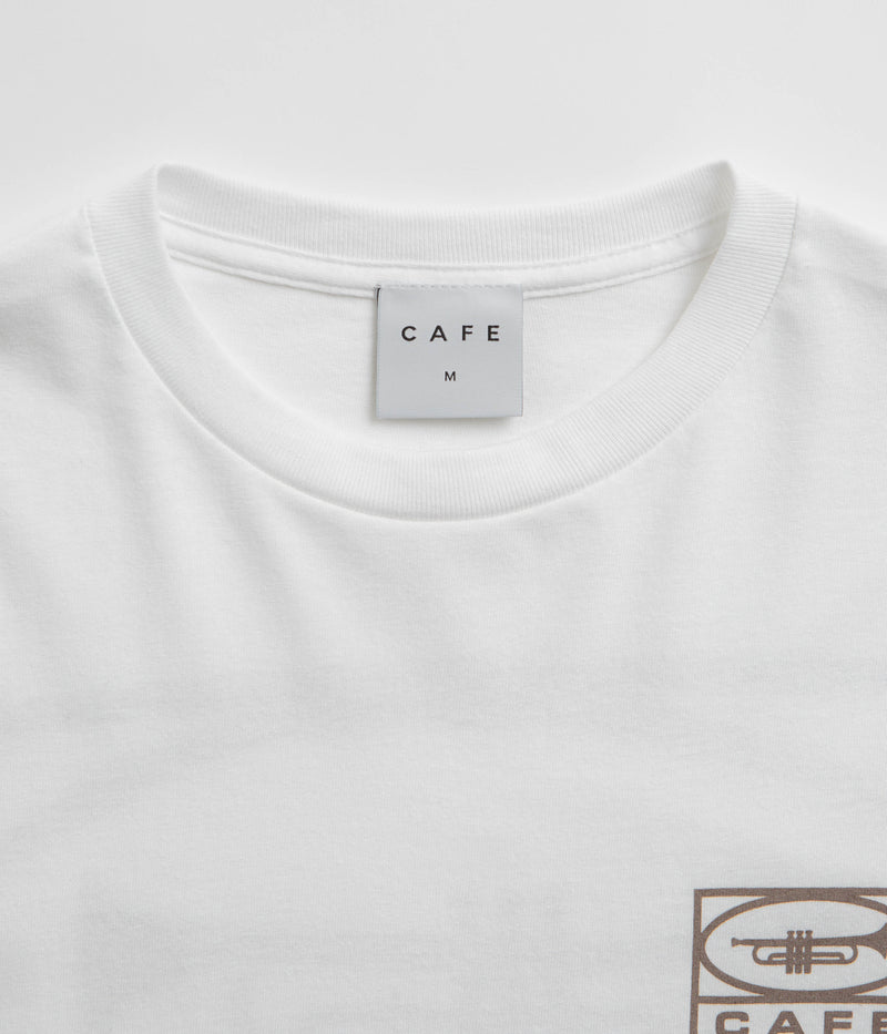 Skateboard Cafe 45 T-Shirt in White and Coffee