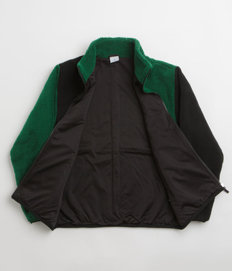 Skateboard Cafe Check Full Zip Fleece in Forest Green and Black /Gold