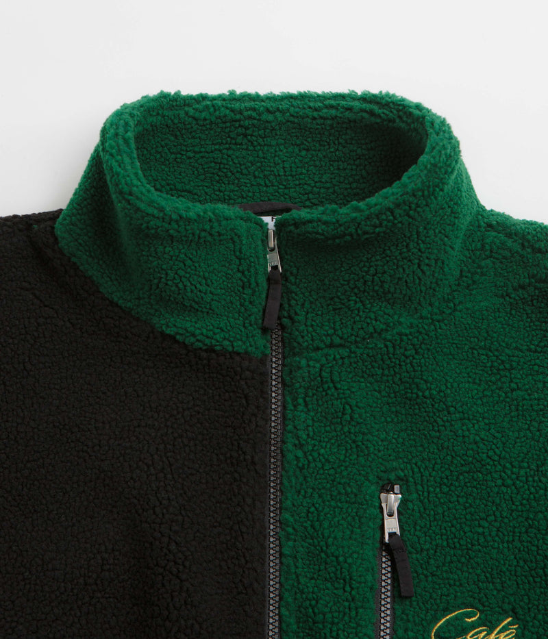 Skateboard Cafe Check Full Zip Fleece in Forest Green and Black /Gold