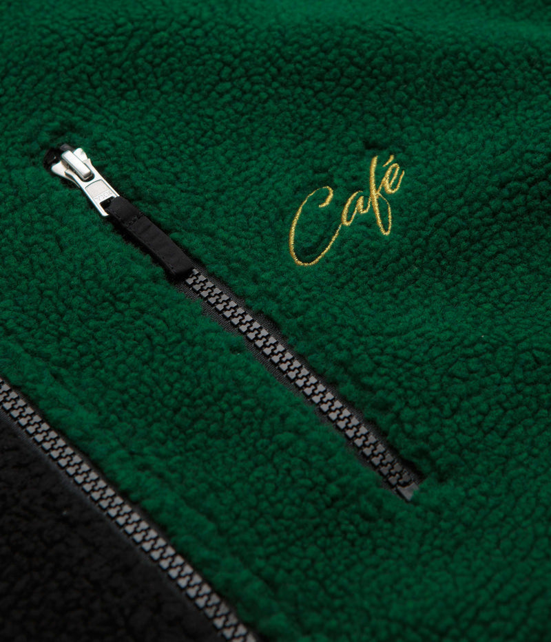 Skateboard Cafe Check Full Zip Fleece in Forest Green and Black /Gold