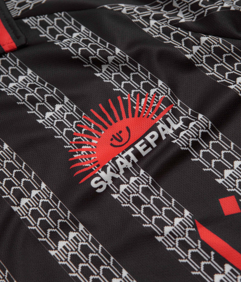 SkatePal Anniversary Football Shirt in Black and Red