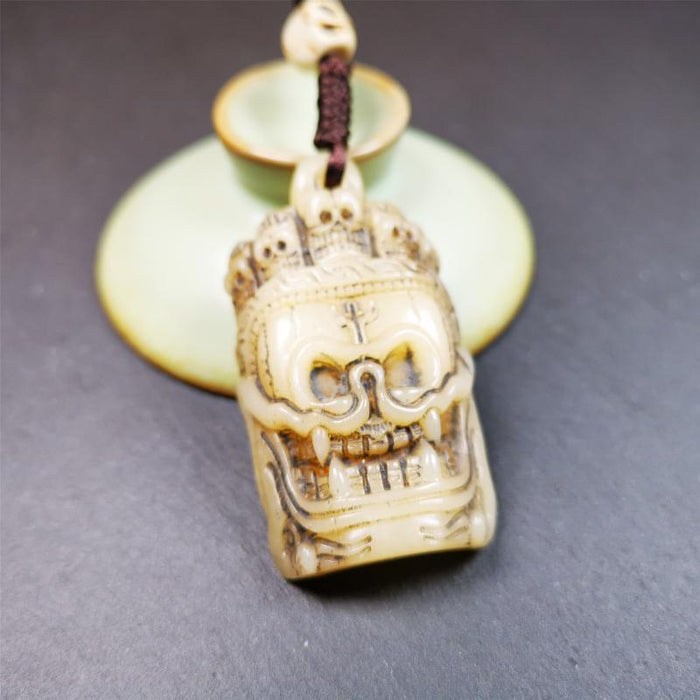 Skull Sitavana Amulet - 2.24" - Tibetan Buddhist amulet, detailed view