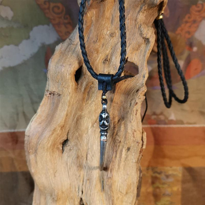 Skull Wolf Tooth Amulet 2.16" - Tibetan Buddhist amulet, view 5