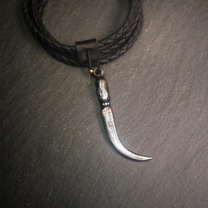 Skull Wolf Tooth Amulet 2.16" - Tibetan Buddhist amulet, view 6