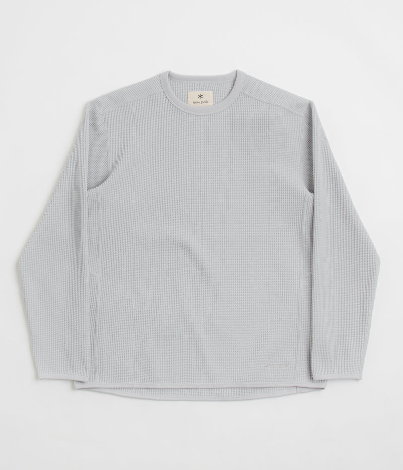 Snow Peak Dry Waffle Long Sleeve T-Shirt in Light Grey