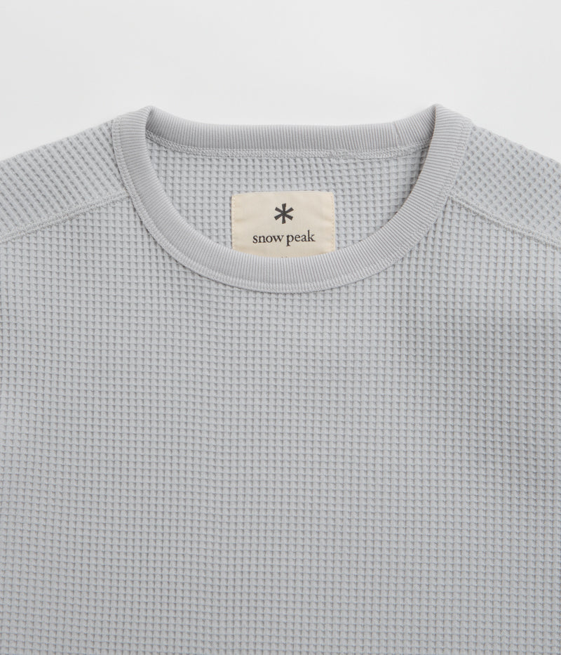 Snow Peak Dry Waffle Long Sleeve T-Shirt in Light Grey