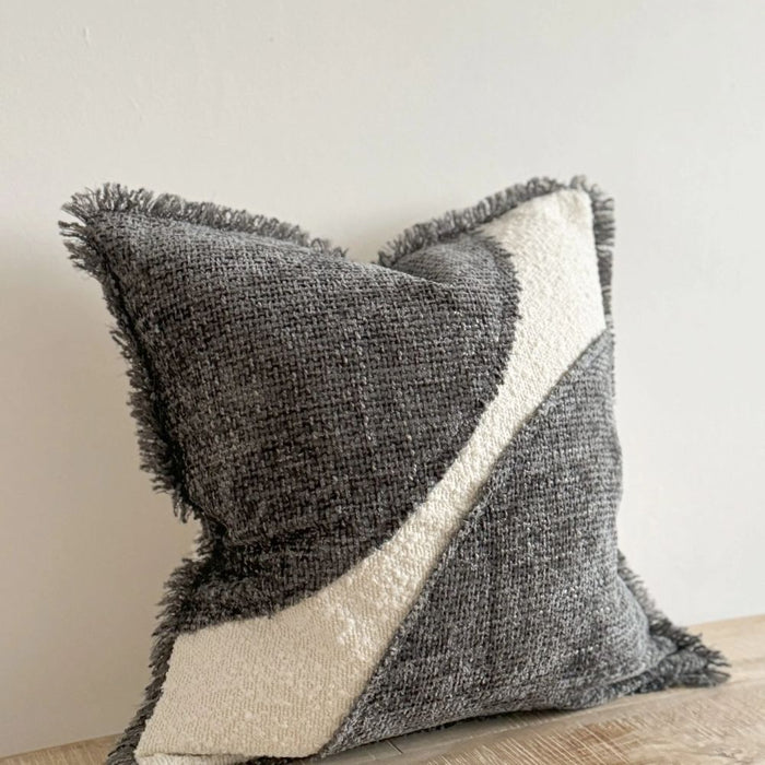 Sofia Charcoal Fringed Cushion