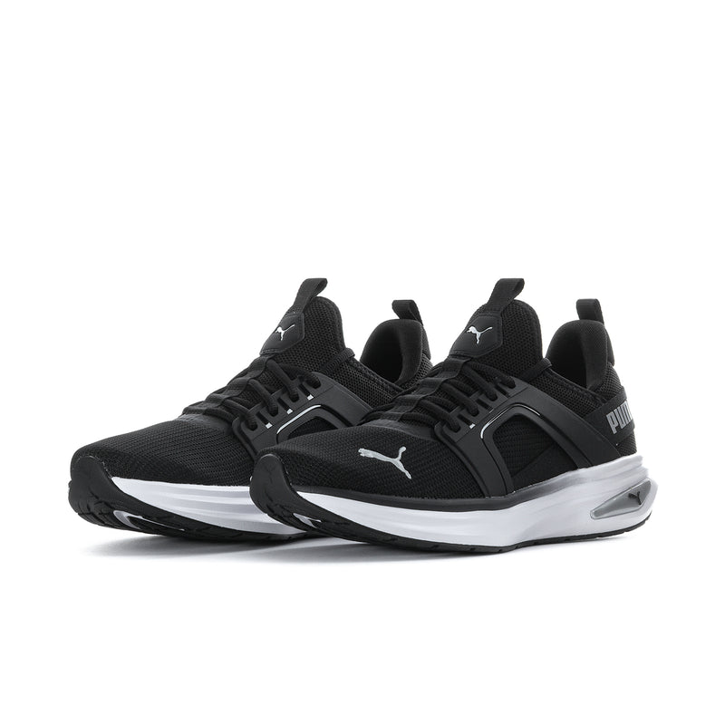 Men's black and white lace-up running sneakers with Puma logo details