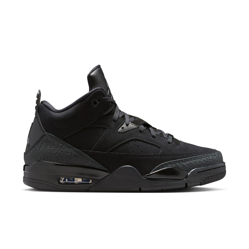 Black low-top men’s sneakers with perforated toe and lace-up front panel details