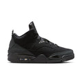 Black low-top men’s sneakers with perforated toe and lace-up front panel details
