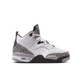 Son of Mars youth sneakers in white with black and cement-gray panels, red accents