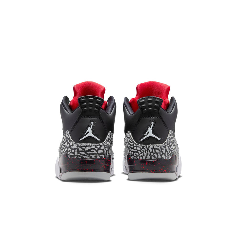 Youth high-top sneakers, black with red heel lining, Air Jordan logo on the back