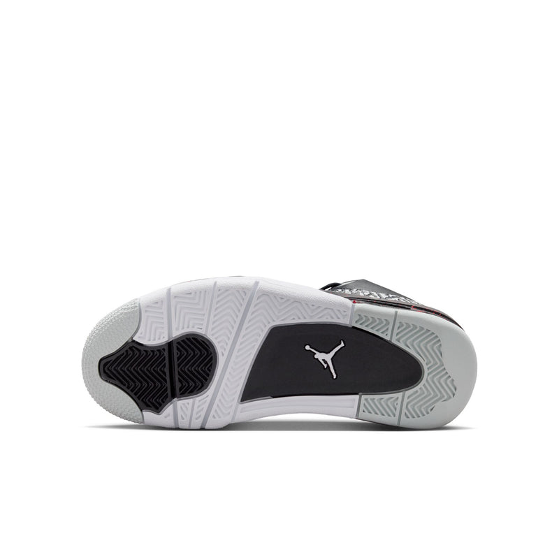 Youth high-top sneakers outsole view, white traction tread with Jumpman logo