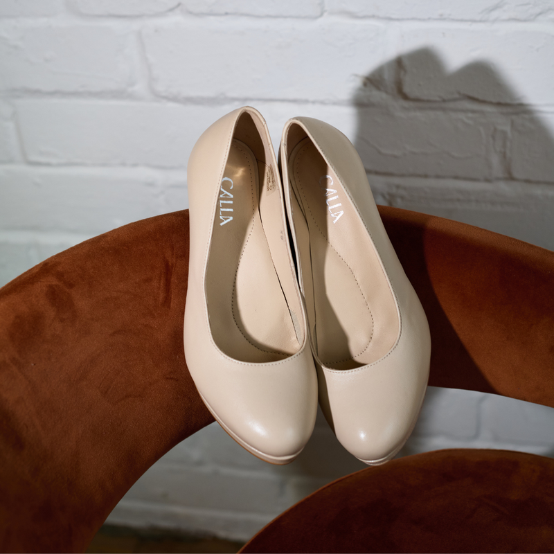 Sophia - Light Beige Leather Pumps