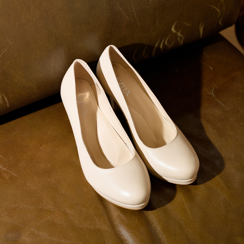 Sophia - Light Beige Leather Pumps