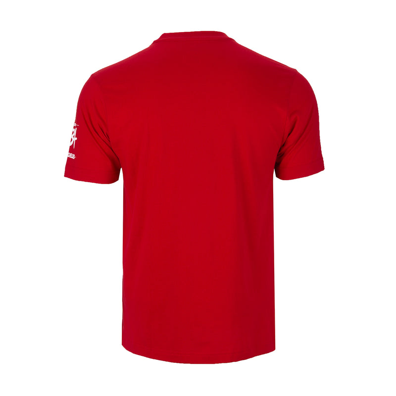 Men's red crewneck tee, plain back