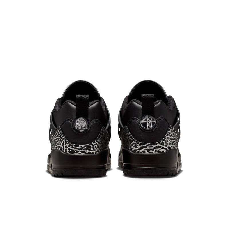 Men's black sneaker heel with leopard-print trim and JORDAN badge