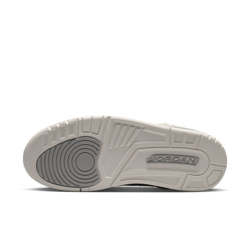 White low-top sneaker outsole with Jordan logo and tread pattern
