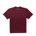Men's burgundy heavyweight pocket crew-neck tee with short sleeves