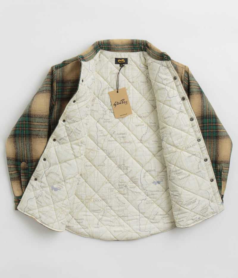 Stan Ray Quilted Plaid Overshirt in Olive Plaid