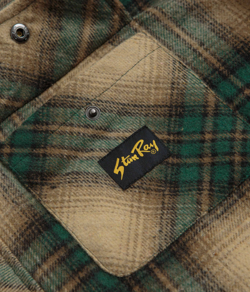 Stan Ray Quilted Plaid Overshirt in Olive Plaid