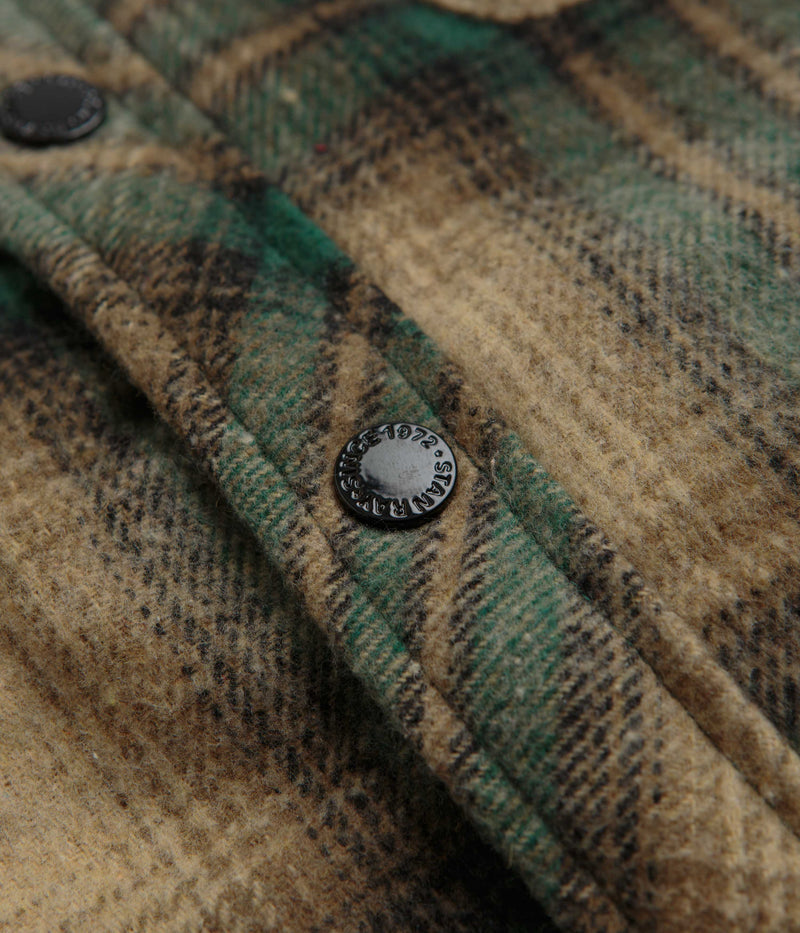 Stan Ray Quilted Plaid Overshirt in Olive Plaid