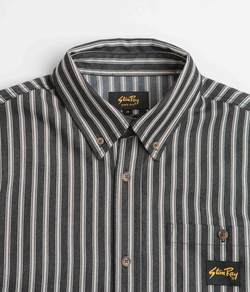 Stan Ray Short Sleeve Flannel Shirt in Charcoal Stripe