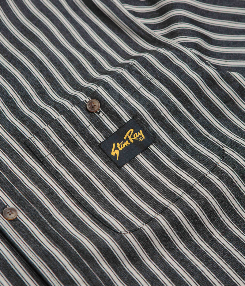 Stan Ray Short Sleeve Flannel Shirt in Charcoal Stripe
