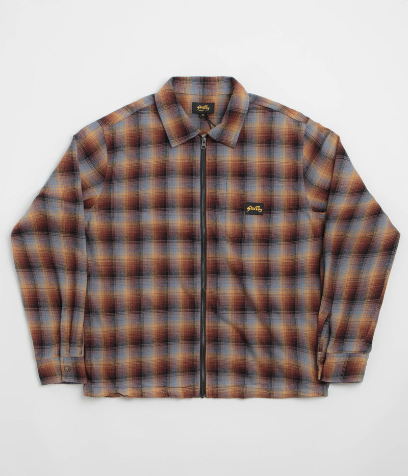 Stan Ray Zip Shirt in Brown and Blue Plaid