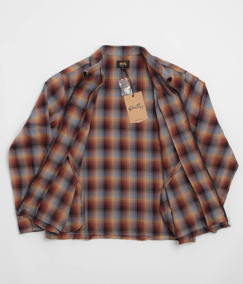 Stan Ray Zip Shirt in Brown and Blue Plaid