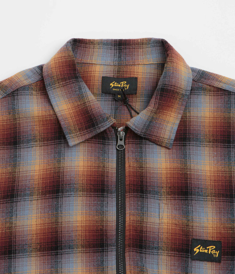 Stan Ray Zip Shirt in Brown and Blue Plaid
