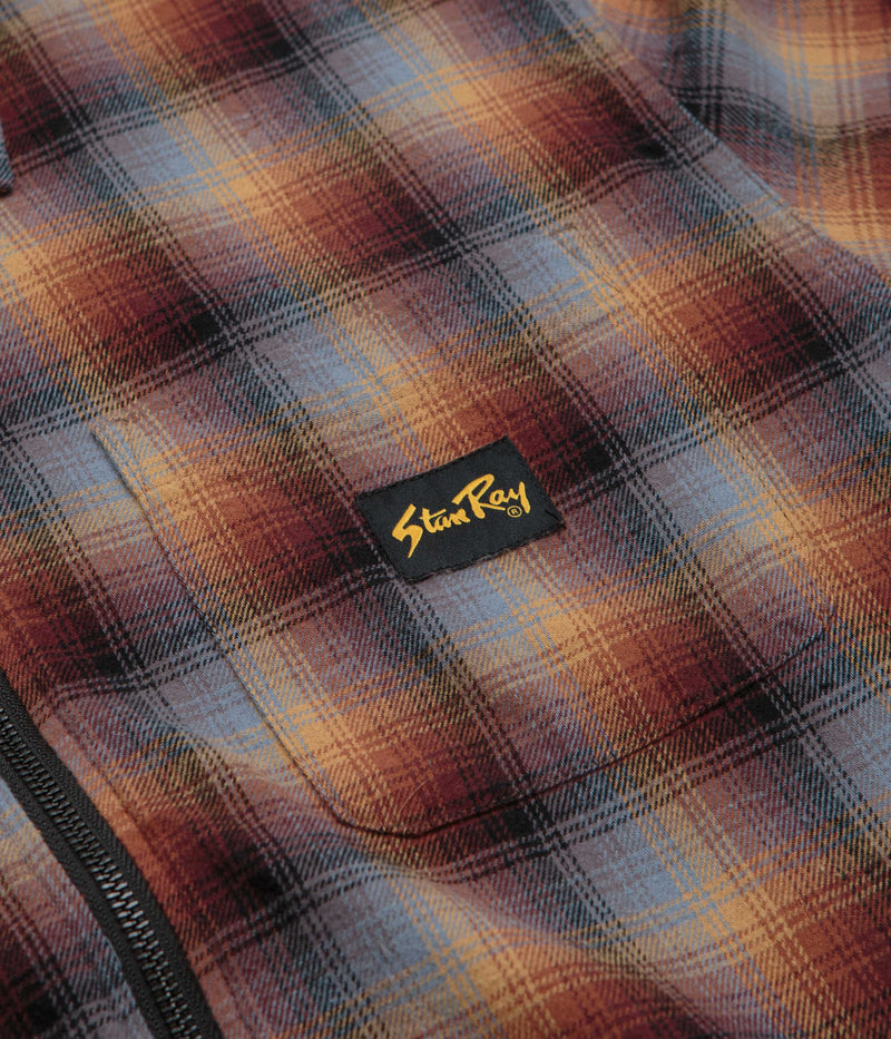 Stan Ray Zip Shirt in Brown and Blue Plaid