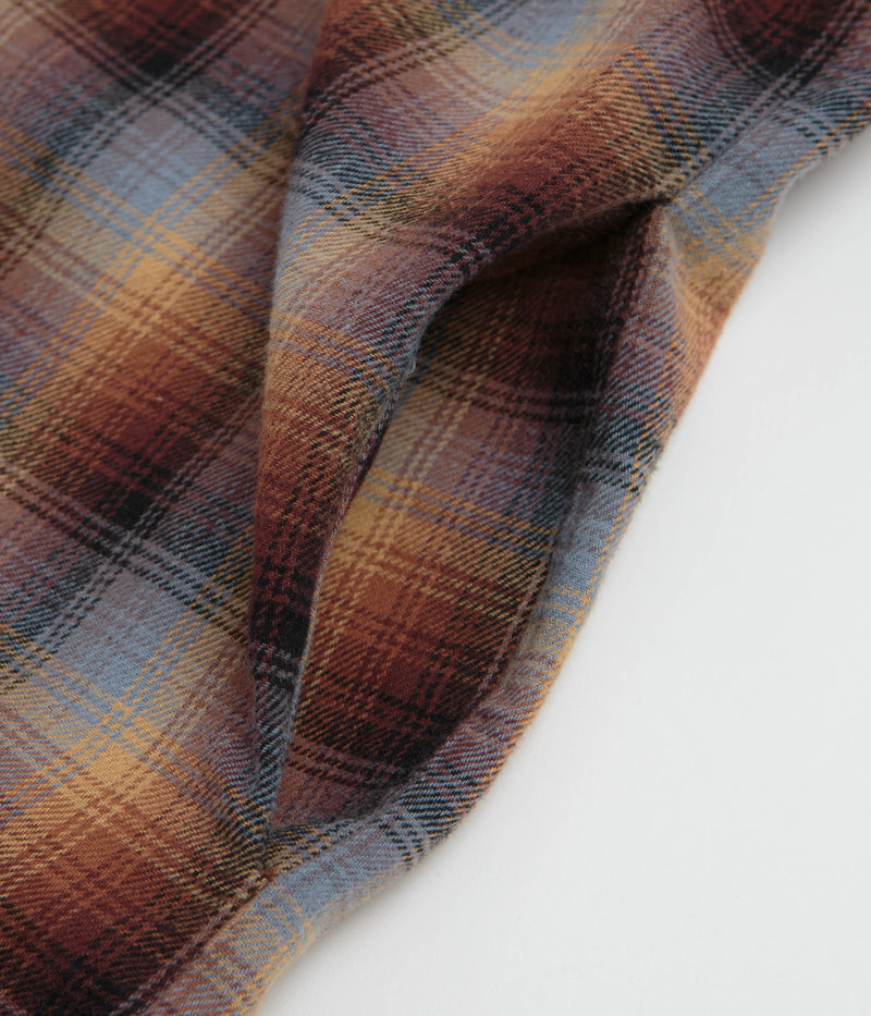 Stan Ray Zip Shirt in Brown and Blue Plaid