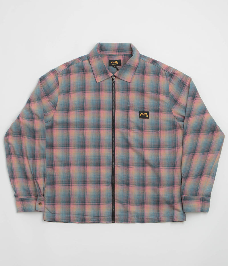 Stan Ray Zip Shirt in Pink and Teal Plaid