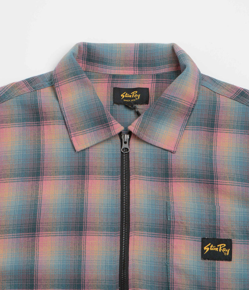 Stan Ray Zip Shirt in Pink and Teal Plaid