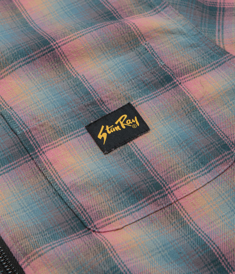Stan Ray Zip Shirt in Pink and Teal Plaid