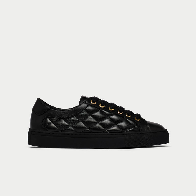 star black quilted trainers for bunions side view