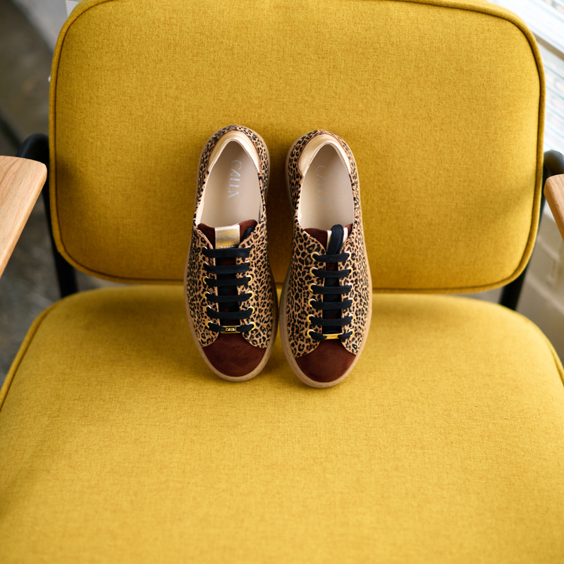 Star - Leopard Suede Wide Fit Sneakers