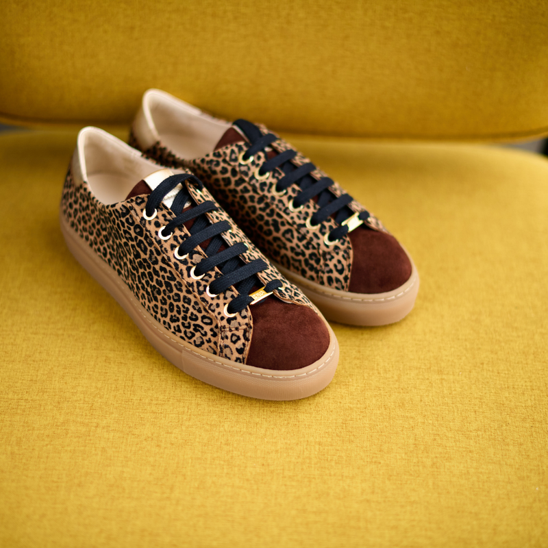 Star - Leopard Suede Wide Fit Sneakers