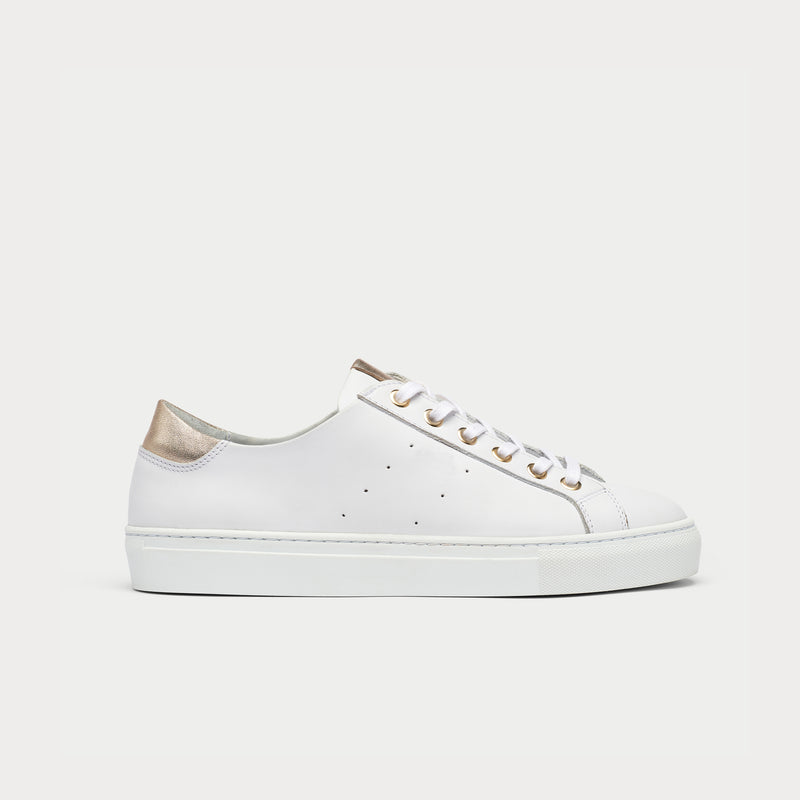 star smooth champagne trainer for bunions side view
