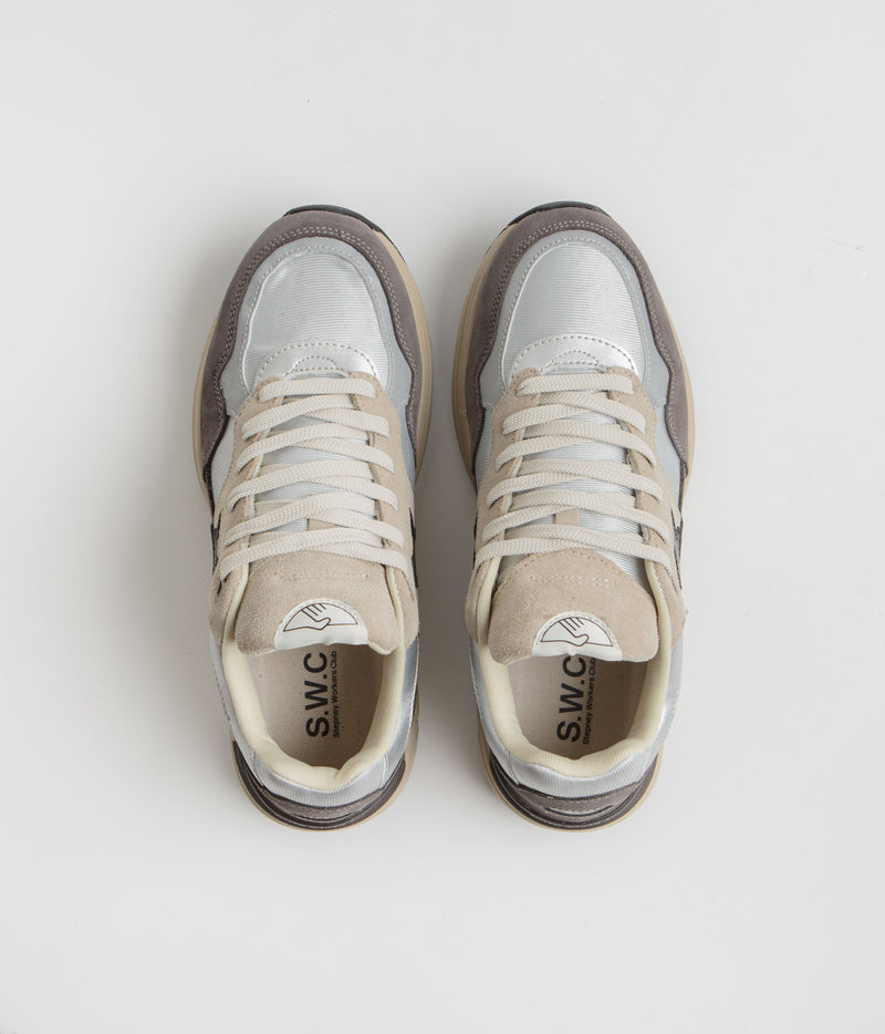 Stepney Workers Club Amiel S-Strike Suede Shoes in Silver and Smoke