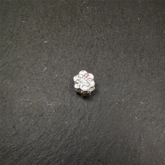 Sterling Silver Lucky Knot Bead,0.4" - Tibetan Buddhist art, view 6