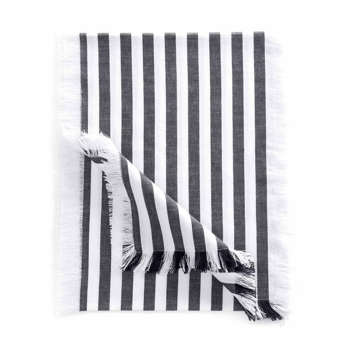 Stripe Fringed Edge Table Cloth - Navy - DUSK