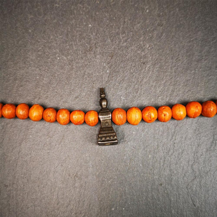 Stupa Amulet 1.22" - Tibetan Buddhist amulet, detailed view